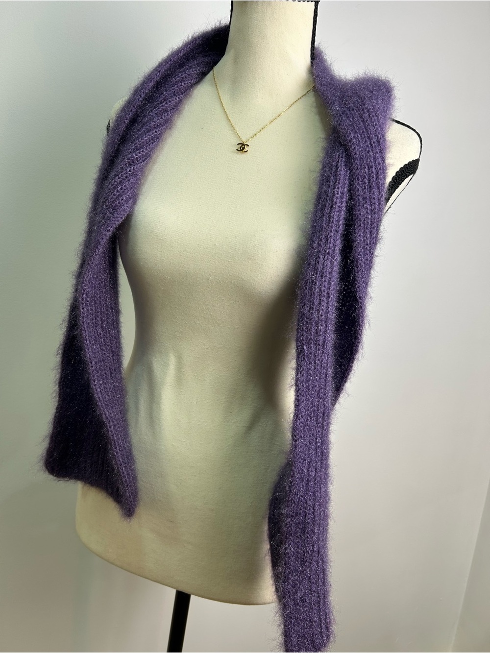 Purple Fuzzy Knit Scarf